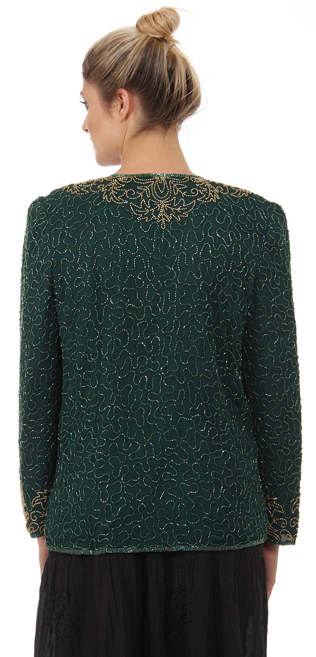Round Neck Full Sleeves Beaded Jacket — back