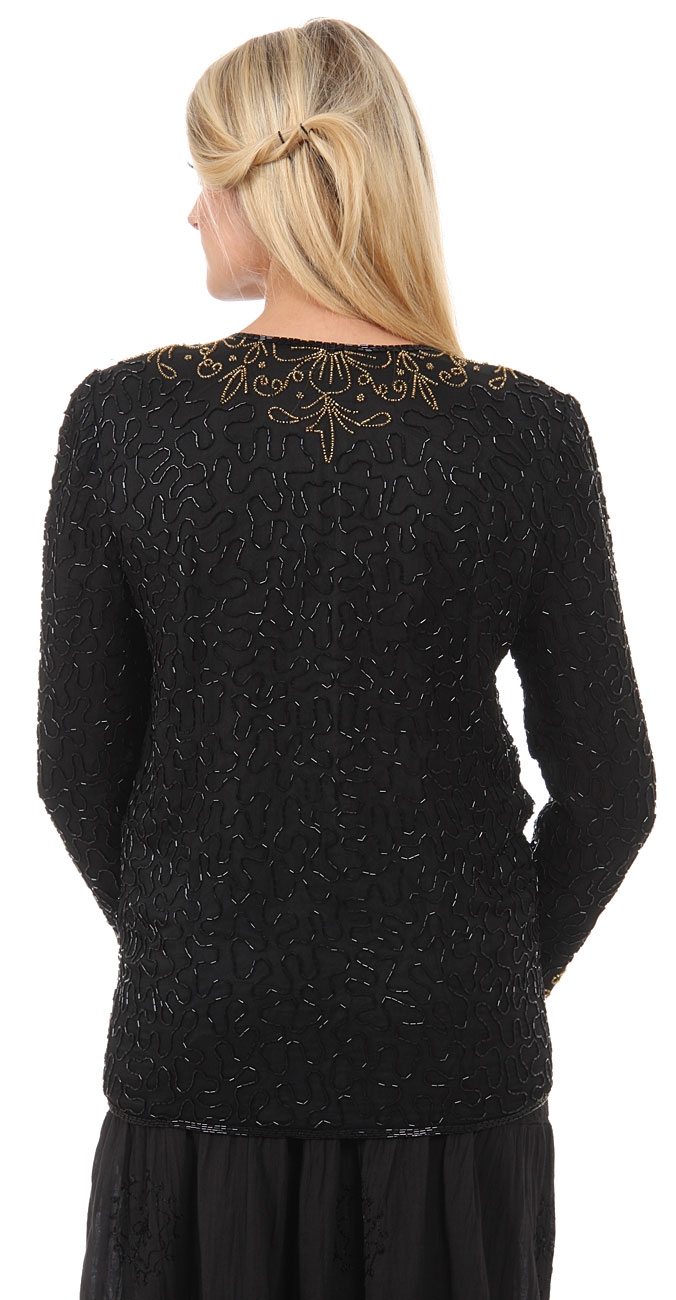 Round Neck Full Sleeves Beaded Jacket — back