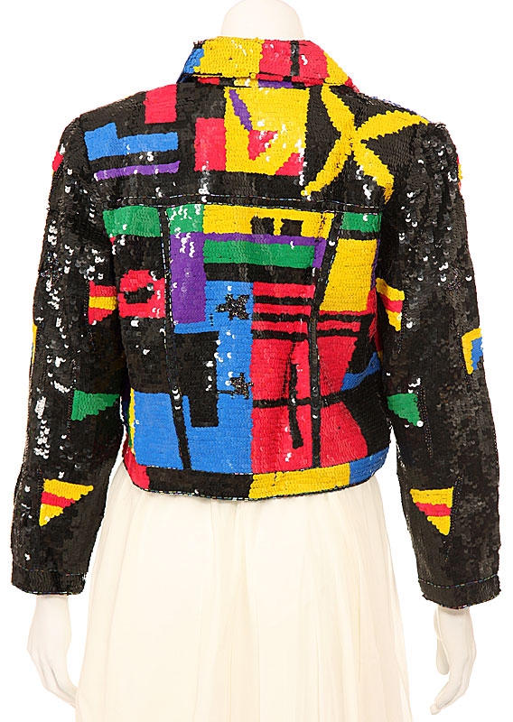Multi-Colored Fully Sequined Collar Jacket — back