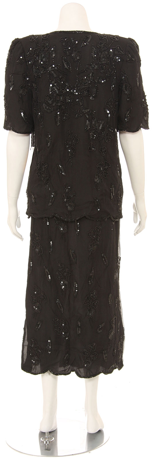 Two Piece Sequin Blouse and Tea Length Skirt Set — back