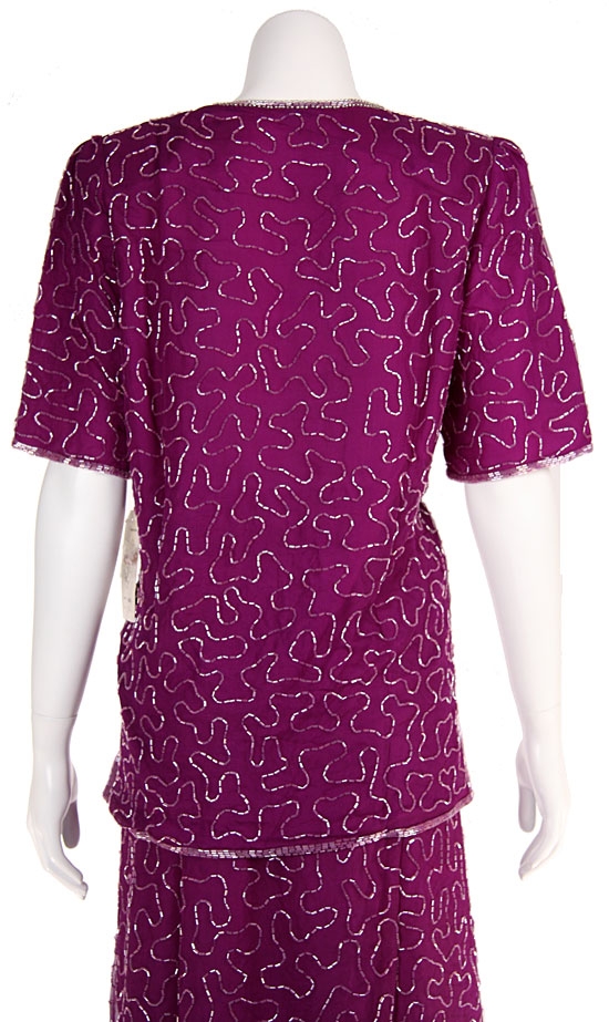 Short Sleeve Two Piece Sequin Dress — back