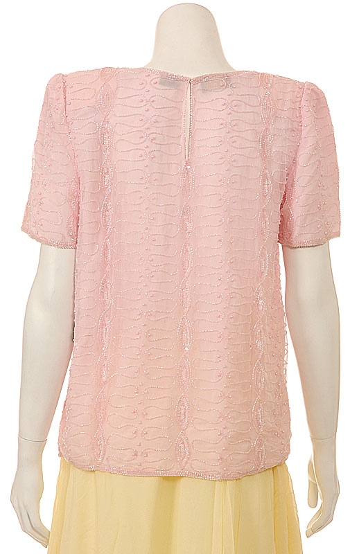Fully Beaded Short Sleeve Blouse — back