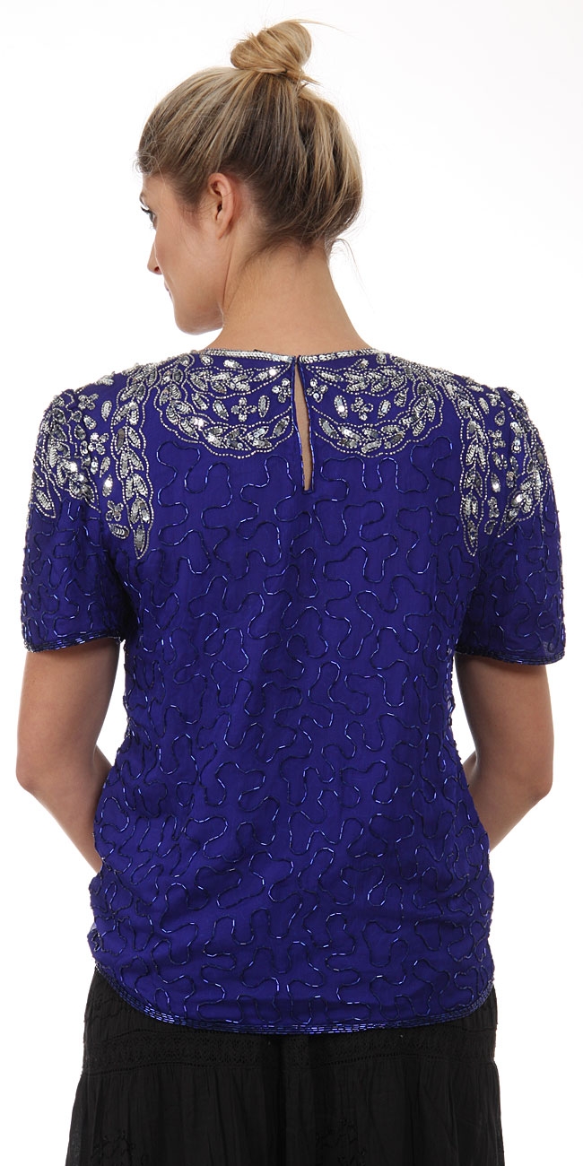 Fully Beaded Pullover Blouse — back