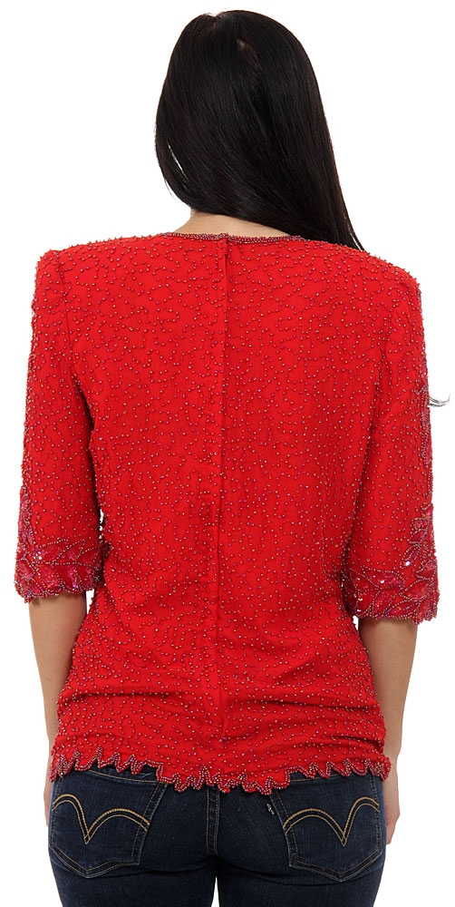 Fully Sequin Beaded Blouse — back in Red