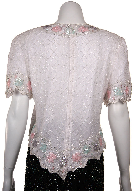 V-Neck Hand Beaded Blouse — back