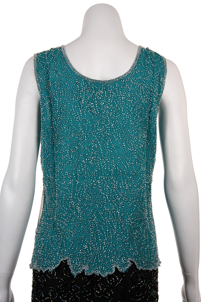 Asymmetric Beaded Blouse — back in Jade Green