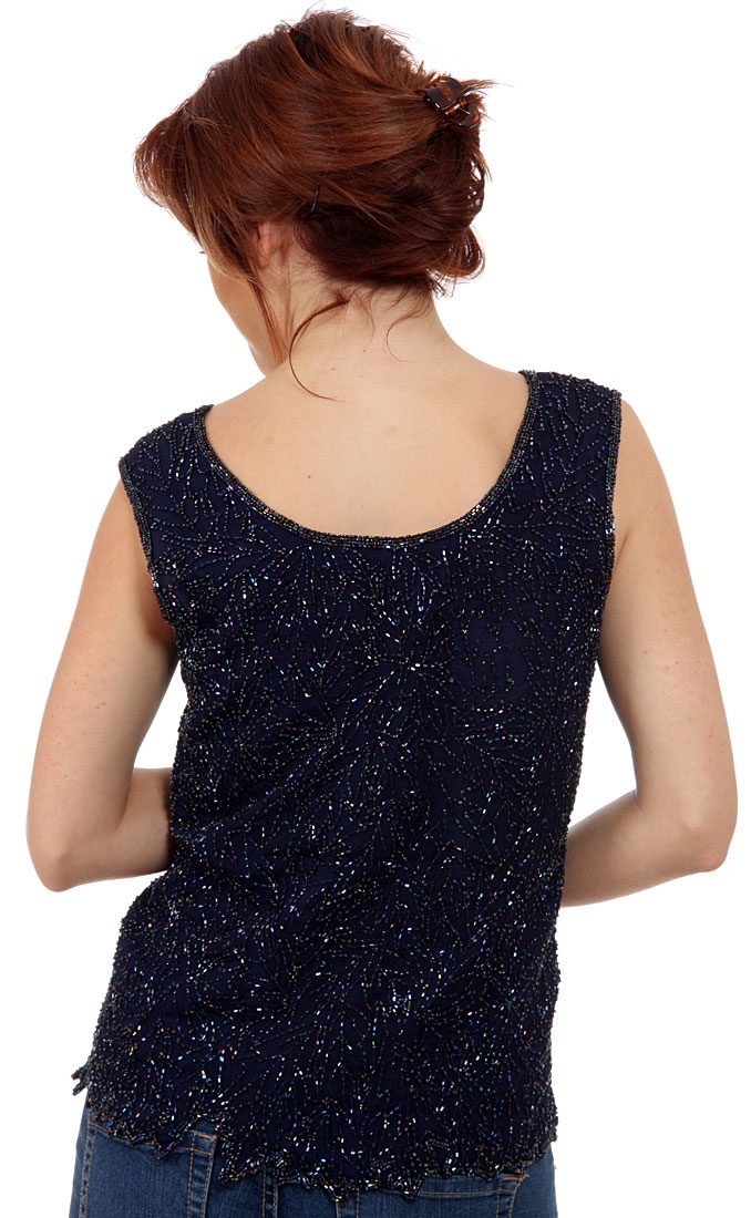 Asymmetric Beaded Blouse — back