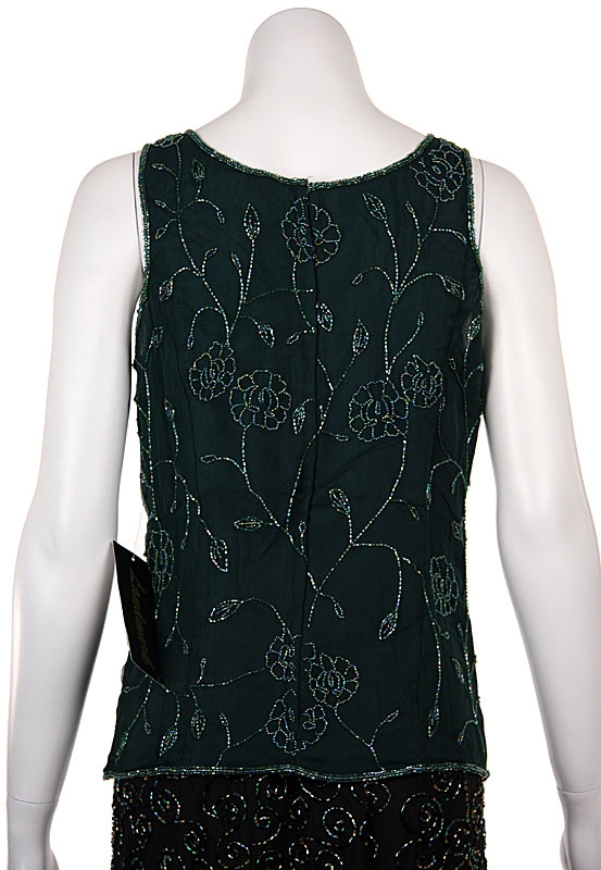 Broad Strapped Sequin Beaded Blouse — back in Navy