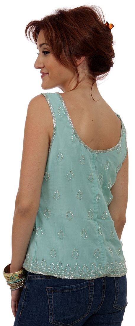 Broad Strapped Beaded Blouse — back