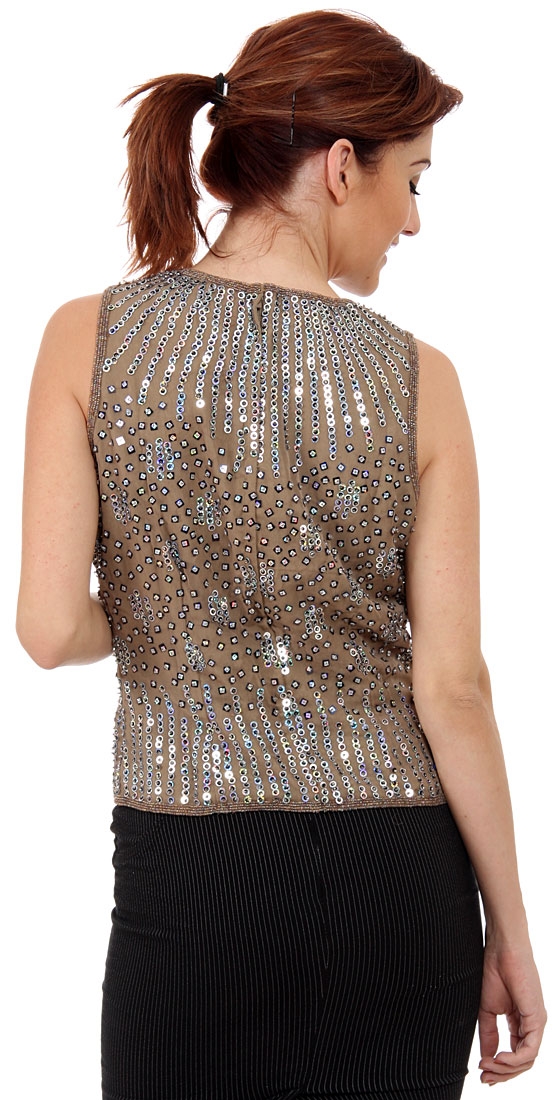 Sequined Blouse with Detailed Beading — back