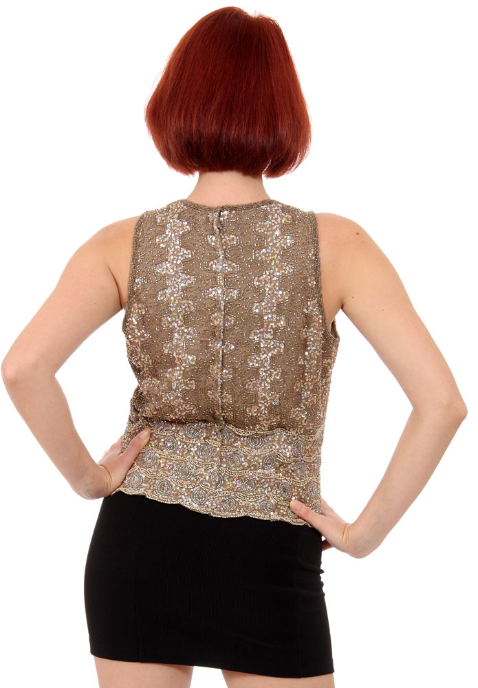 Sleeveless Sequined Blouse — back