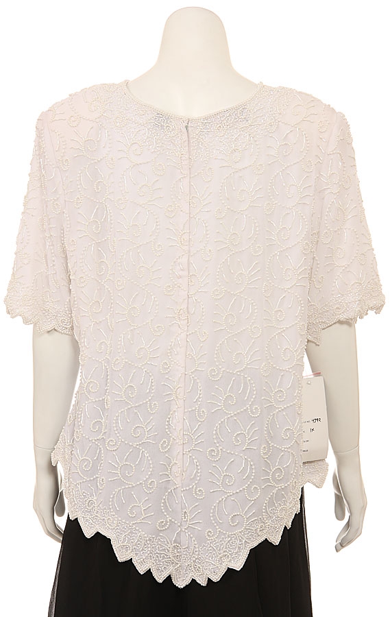Hand Beaded Short Sleeve Blouse — back
