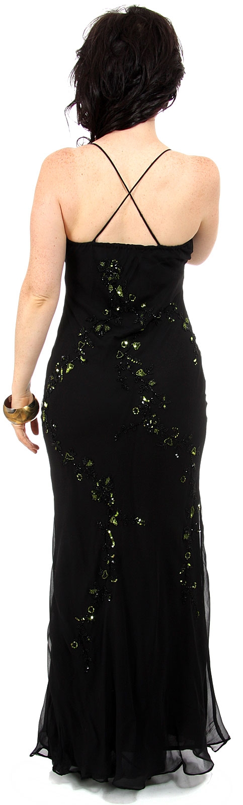 Two piece Full Length Beaded Formal Dress — back without Jacket