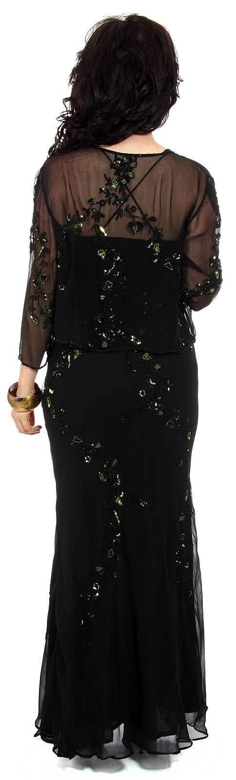 Two piece Full Length Beaded Formal Dress — back