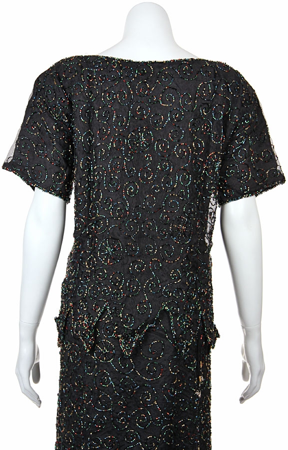 Multi Colored Beaded Two Piece Dress — back