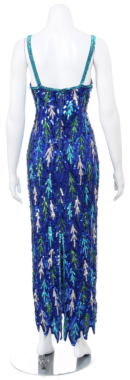 Mermaid Inspired Hand Beaded and Sequined Long Dress — back