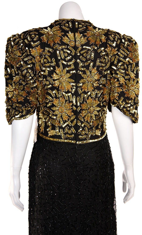 Full Length High Waistline Beaded Dress — back