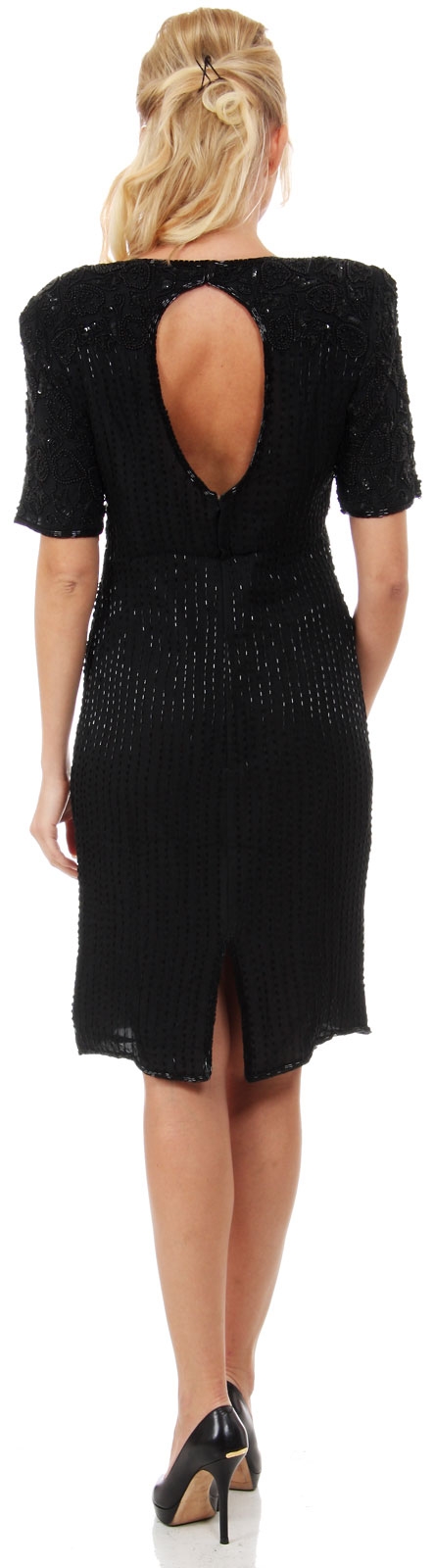 Jacket like Bodice Beaded Short Formal Dress  — back