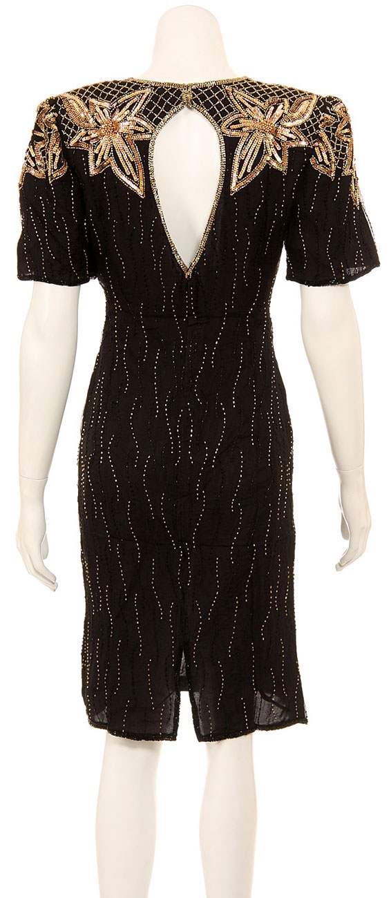Flowery Fireworks Hand Beaded Short Dress — back