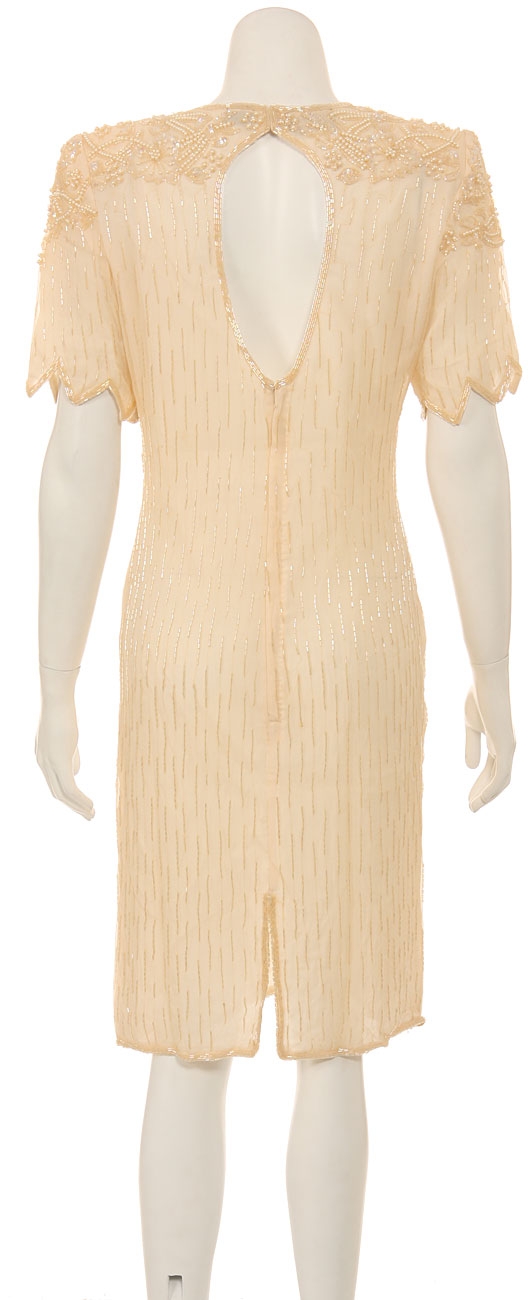 Vest Like Knee Length Hand beaded Cocktail Dress — back