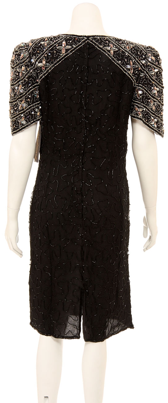 Tea Length Petal Sequined Cocktail Dress — back