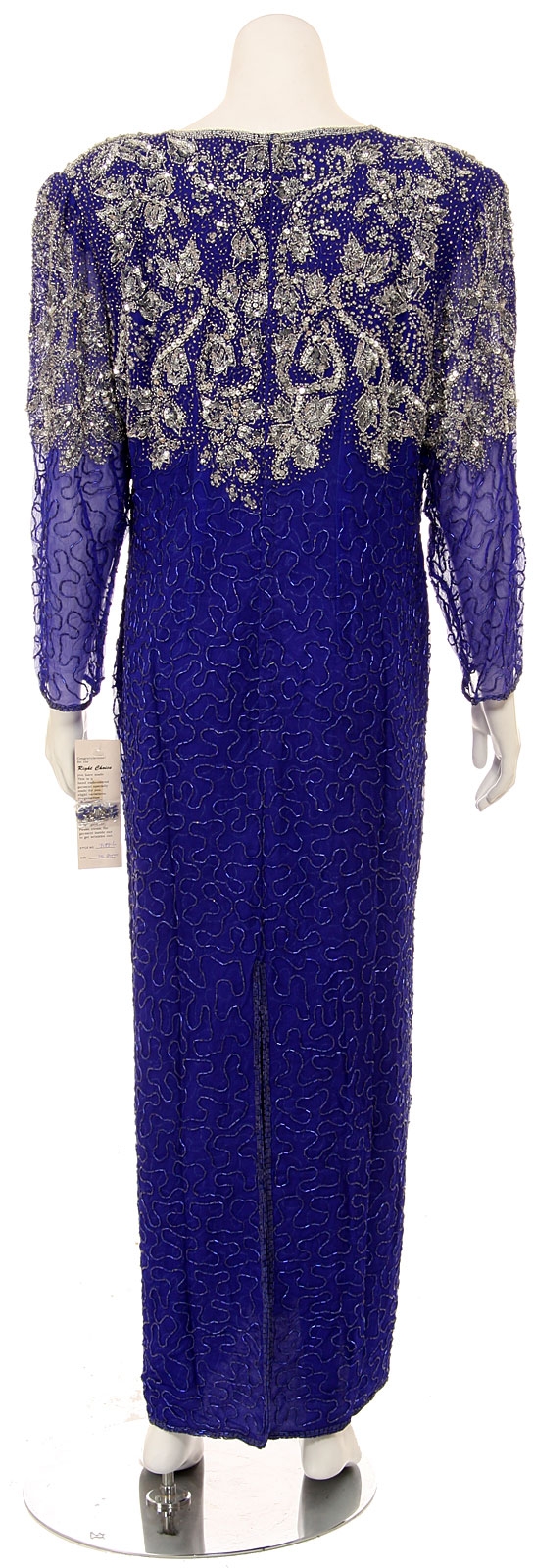 V-Neck Fully Sequined Evening Gown — back