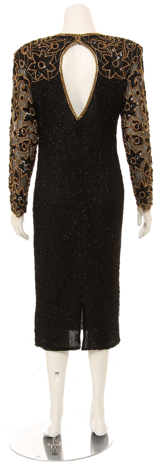 Blossomed Flower Designed Sequin Formal Dress — back