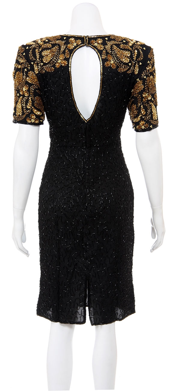 Flying Hearts Hand Beaded/Sequined Dress — back