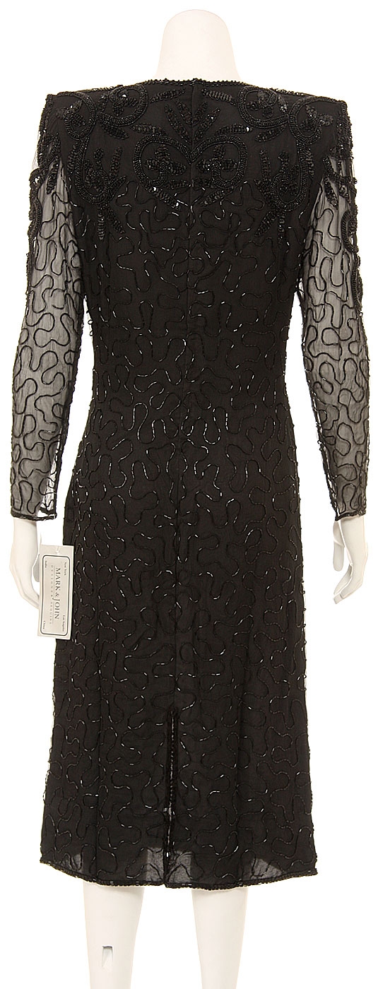 Fully Sequined Long Sleeve Cocktail Dress — back