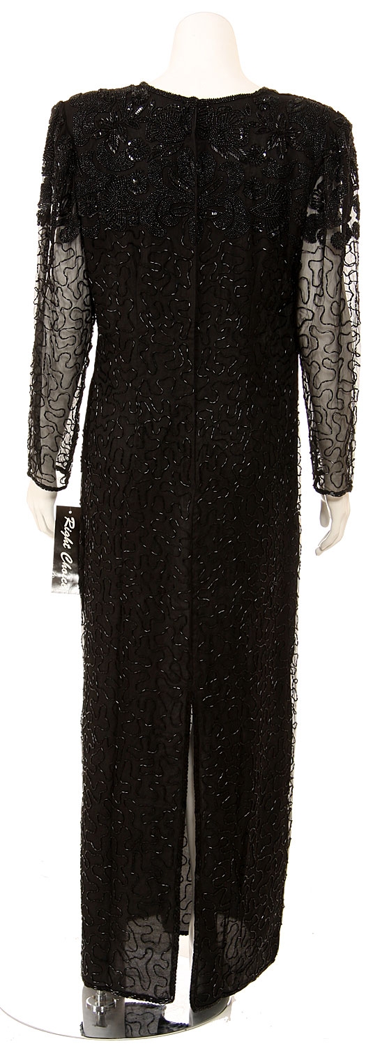 Full Length V-neck Sheer Sleeve Formal Gown — back