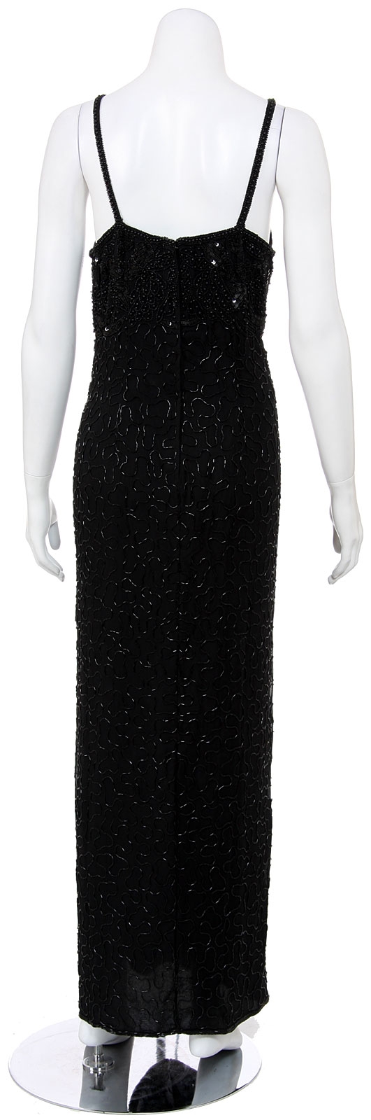 Hand Beaded/Sequined Dress with Frontal Slit — back