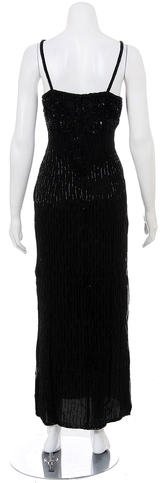 Threefold Flowered Hand Beaded and Sequined Cocktail Dress — back