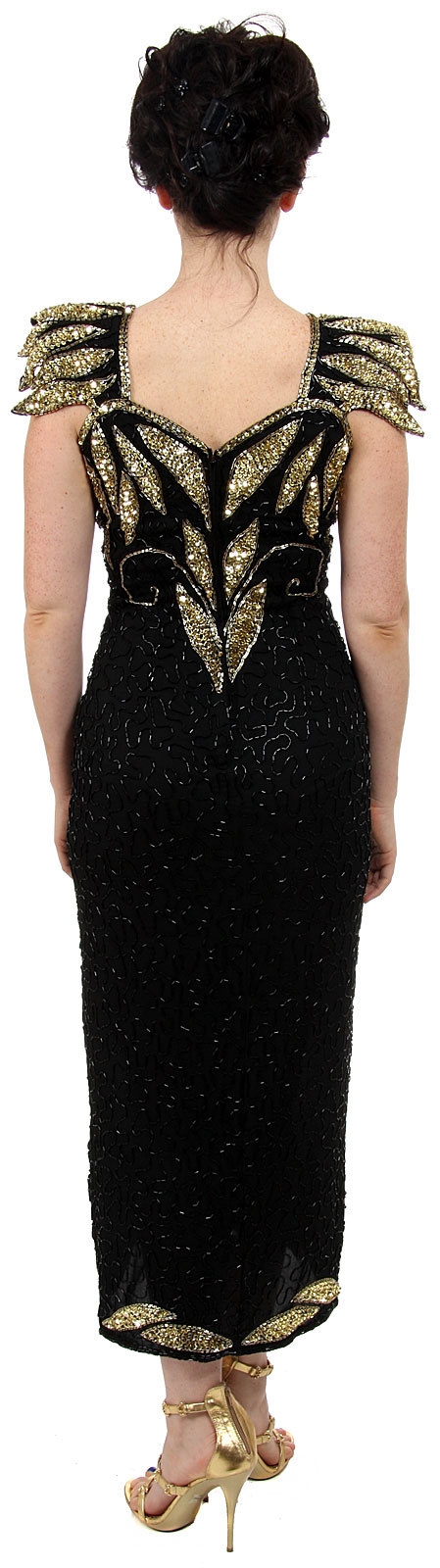 Leafy Sequined Short Evening Dress — back