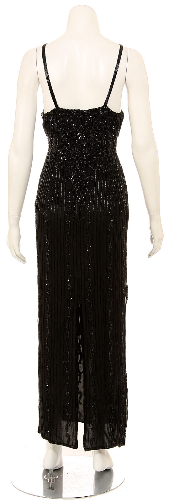 Dropping Vines Hand Beaded Long Formal Dress — back