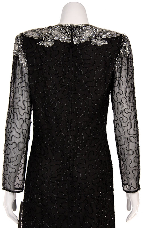 Tea Length Sequin Beaded Cocktail Dress — back