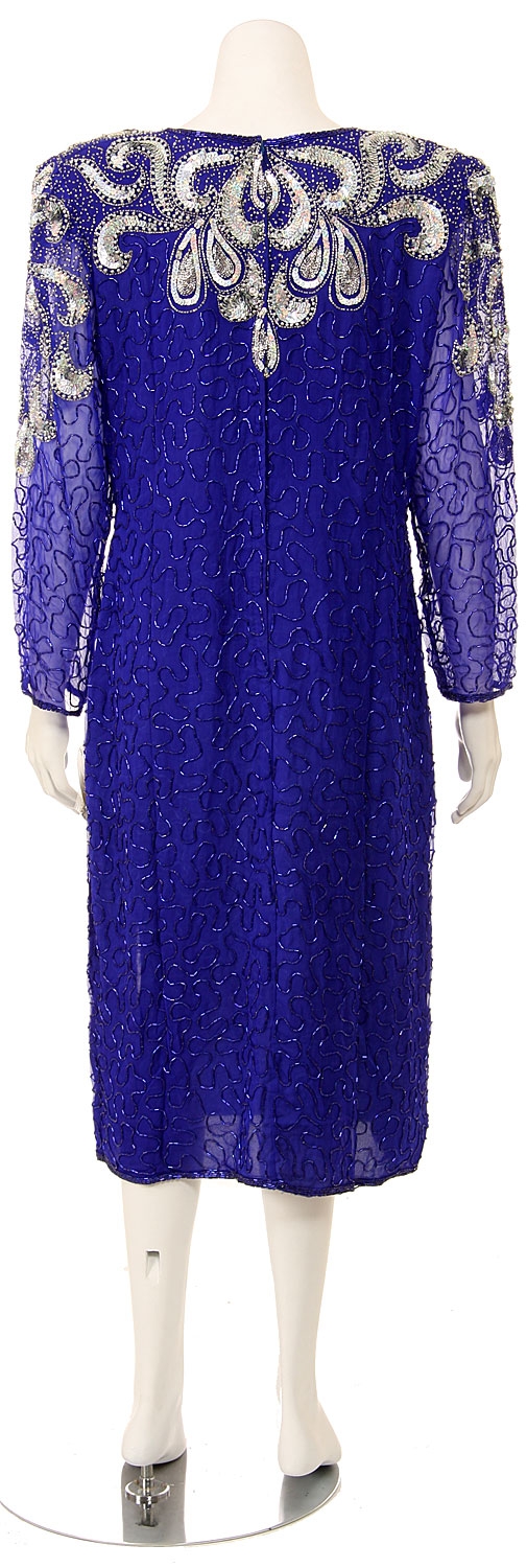 V-neck Fully Beaded Cocktail Dress — back