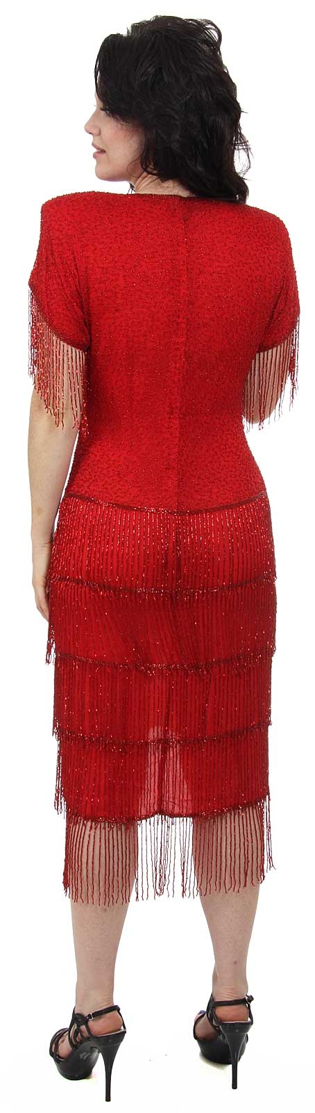 Twenties Inspired Hand Beaded Vintage Dress  — back