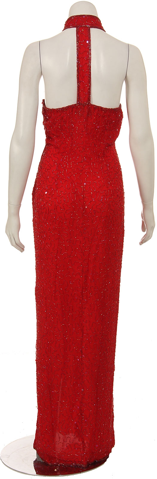 Split Back Hand Beaded Long Formal Dress — back