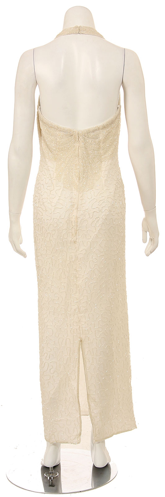 Full Length Halter Top Evening Gown — back