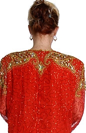 Fully Beaded Tea Length Formal Dress — back