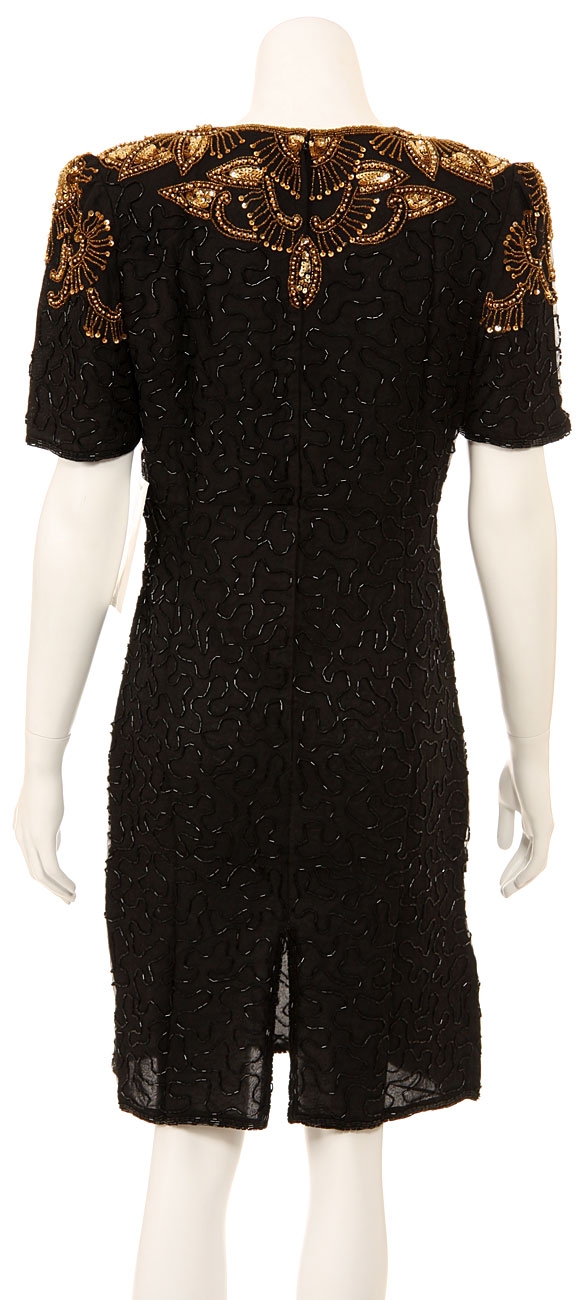 V-Neck Short Beaded Cocktail Dress — back