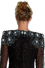 Tea Length Floral Beaded Formal Dress — back