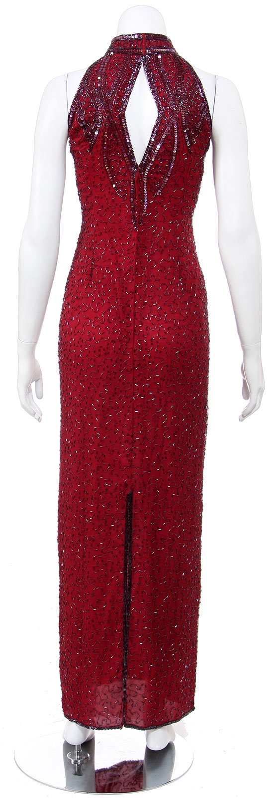 Figure Hugging Formal Sequined Dress in Full Length — back