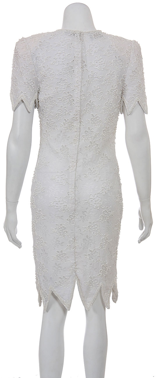 Blossoming Lace Hand Beaded Short Dress — back