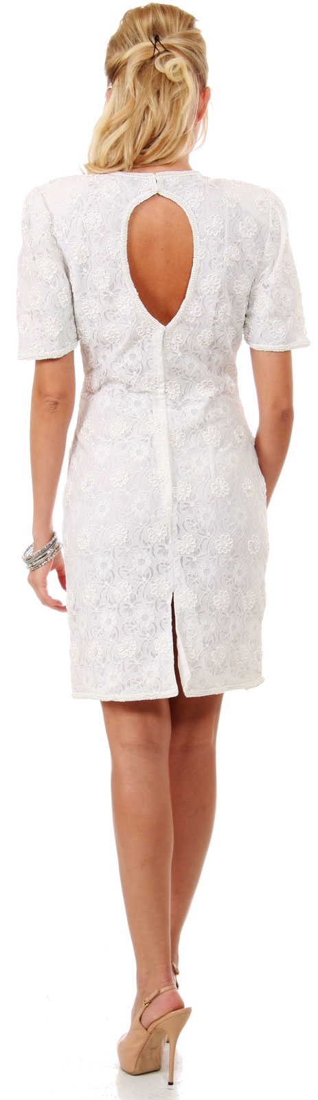 Miniature Flowers Short Formal Party Dress with Keyhole — back