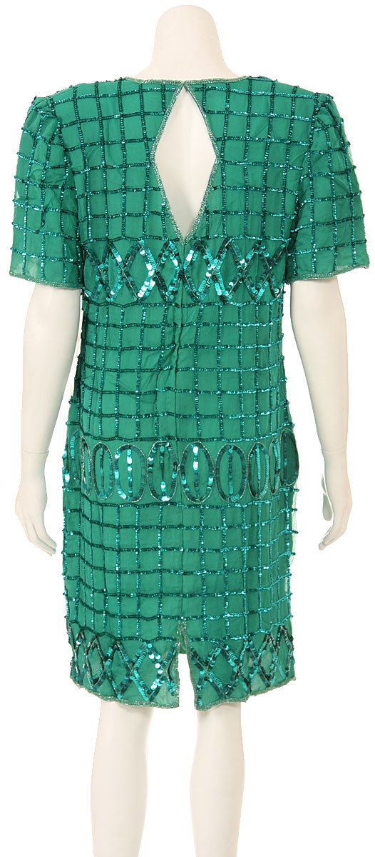Half Sleeves Knee Length Sequined Cocktail Dress  — back