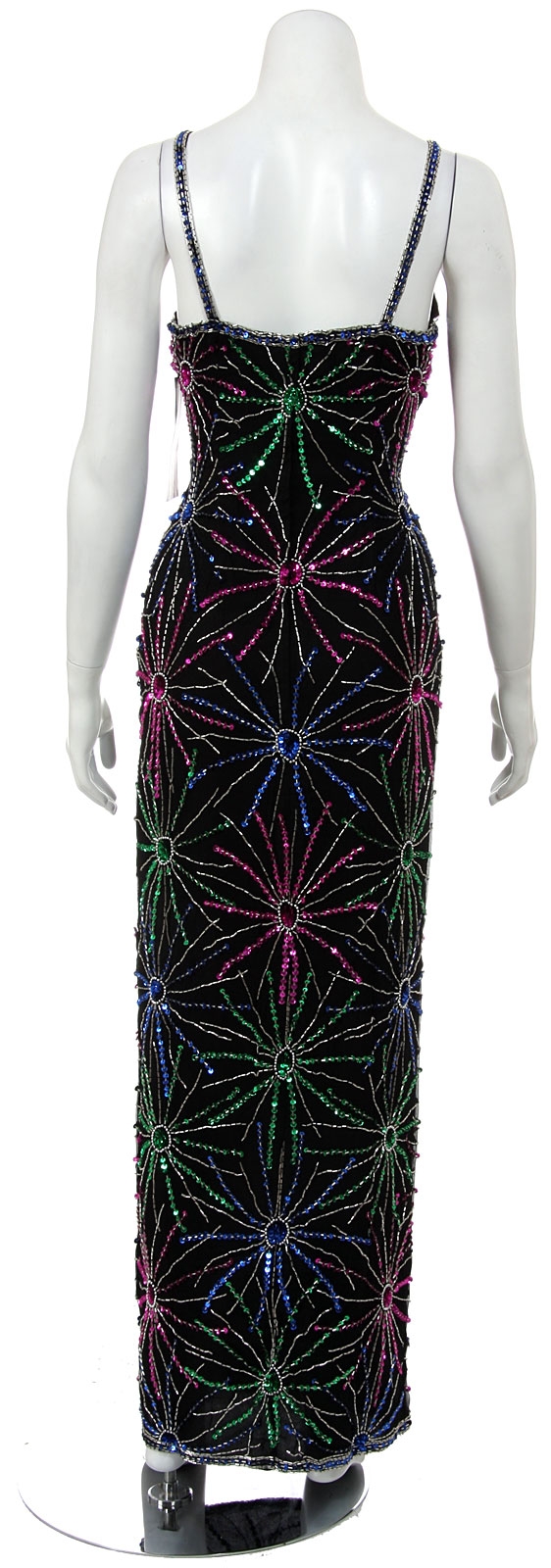 Star Shaped Spaghetti Straps Sequined Long Dress — back
