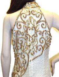 Sequined Silk Beaded Dress with Beautiful Floral Design — back