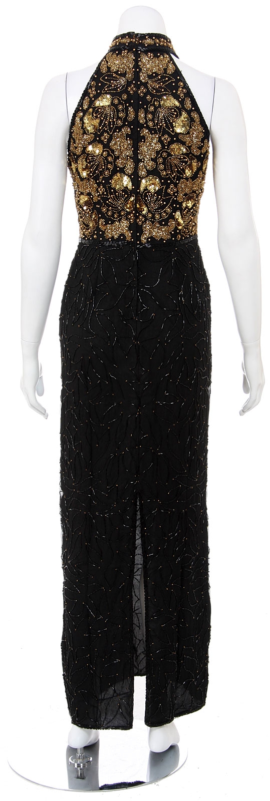Floral Window Hand Beaded/Sequined Long Dress — back