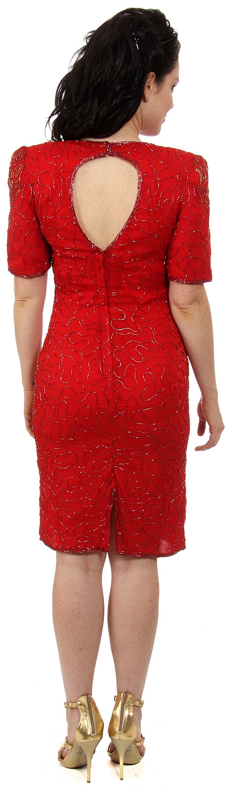 Knee Length Half Sleeves Cocktail Dress — back